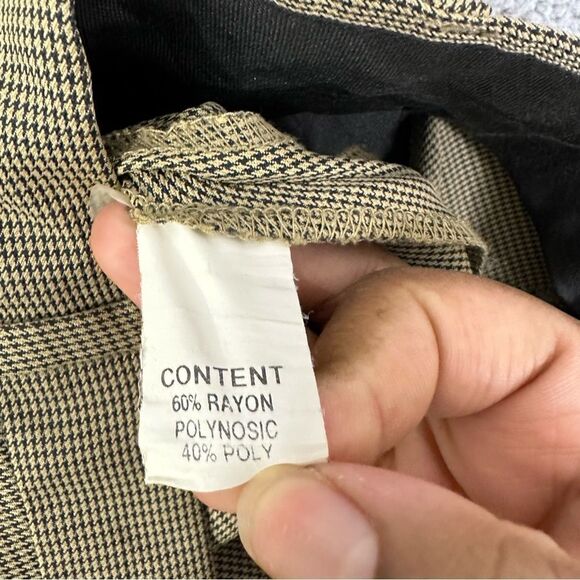 Reaction Kenneth Cole Dress Pants Men 36x30 Tan Houndstooth Pleated Slacks - Picture 4 of 10